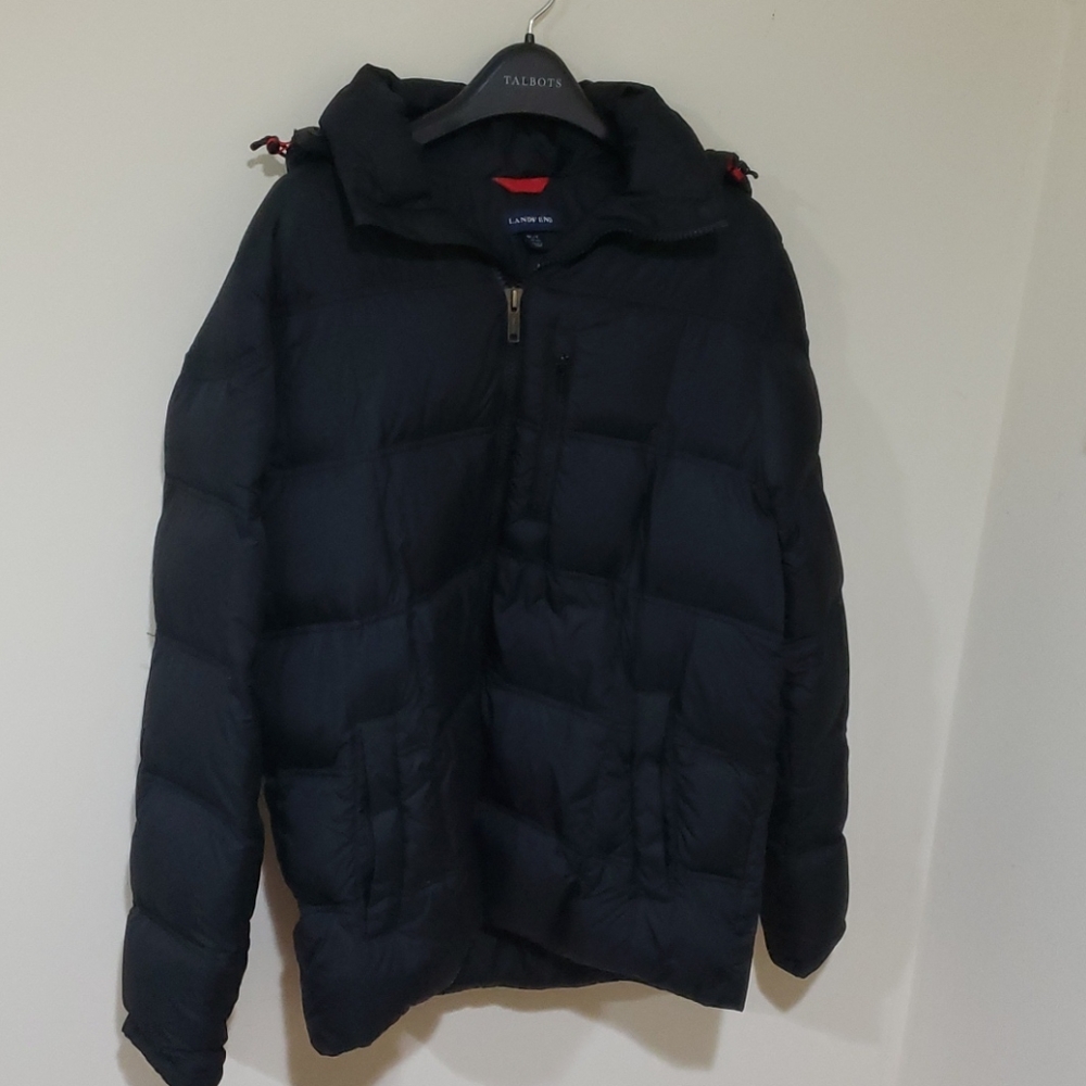 NWOT Lands End Down Puffer Black Jacket M